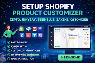 setup shopify product customizer zepto, inkybay, teeinblue, zakeke, qstomizer
