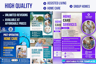 do homecare, assisted living group flyer, group homes, senior care flyer in 24hr