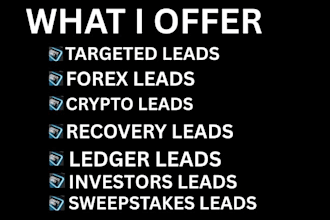 provide forex leads, crypto investors leads, broker leads, forex crypto leads