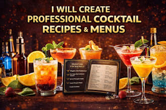 create professional cocktail recipes and drink menus for bars