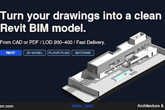 create bim architectural drawings and 3d model in revit from cad or PDF