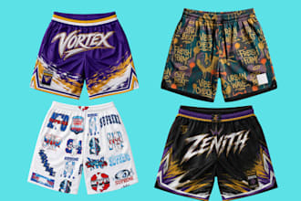 create a mesh short design for a streetwear clothing brand