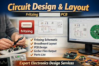 create fritzing circuit diagram, breadboard layout and pcb design