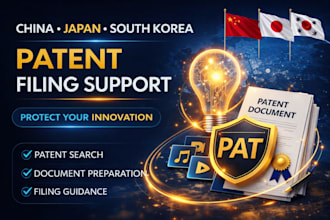 assist with patent filing in china japan south korean invention protection