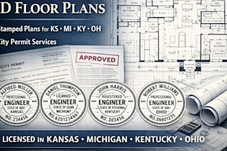structural plan 2d floor plan city permit kansas michigan kentucky ohio pe stamp