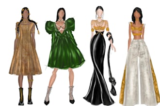 custom fashion illustration for designers and brands