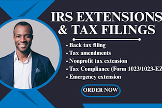 prepare irs form w2, w9, 4868, 1023, 8868 and 7004 tax extension filing expert