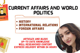 do article writing on world politics and international relations