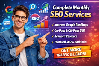 do complete monthly SEO service for any website ranking