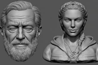 3d head sculpt, 3d character head model, action figure head model realistic hea