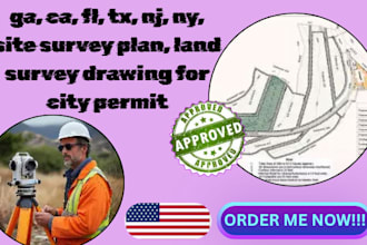 ga ca fl tx nj ny site survey plan land survey drawing ready city permit