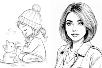do vector line art illustration, instruction manual drawing and 2d cad drawing