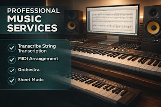 transcribe string transcription, midi arrangement, orchestra and sheet music