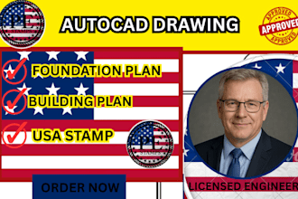 autocad drawing,foundation plan,building permit,mep permit,usa stamp