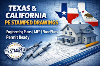 do texas stamp and california pe stamped permit ready engineering drawings