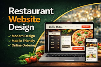 design modern restaurant, food ordering and, cafe website