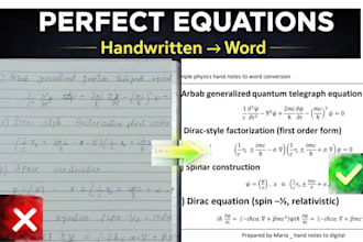 convert handwritten notes into clean academic word documents with equations