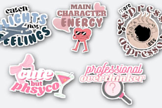 create cute and trendy typography sticker