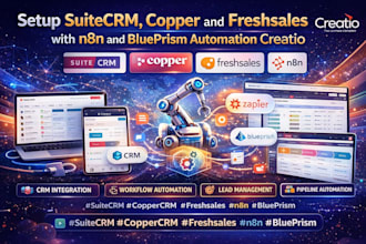 setup suitecrm, copper and freshsales with n8n and blueprism automation creatio