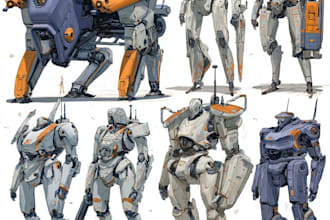 create robots and concept art of futuristic mecha