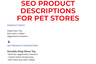 write SEO product descriptions for pet products that sell