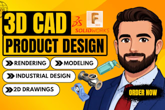 do 3d cad design, product modeling and 3d printing files in solidworks