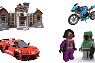 design custom 3d lego mocs, technic car, house, bike and articulated bjd figures
