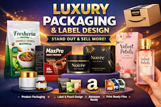 do product packaging design luxury label design pouch design packaging box desig