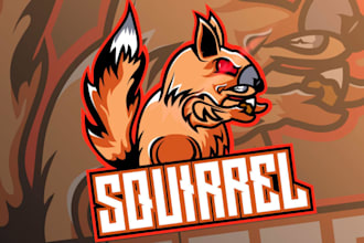 draw wired squirrel mascot logo for commercial use