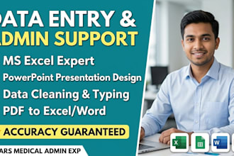 do data entry, powerpoint presentation, excel data cleaning