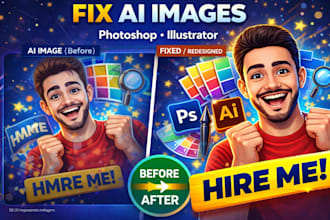 recreate, redesign, edit ai generated images in adobe photoshop or illustrator