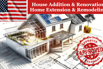 stamp house addition and renovation, home extension, floors plan permit drawings