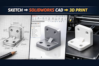 convert sketches and images to solidworks 3d cad models for prototyping 3d print