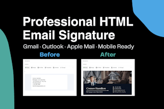 design a professional HTML email signature for gmail, outlook, and apple mail
