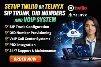 setup twilio or telnyx sip trunk, did numbers and voip system