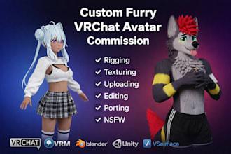 create 3d furry vtuber model, vr character with full body tracking, nsfw avatar