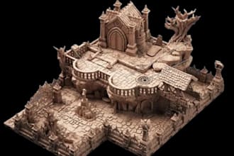 sculpt fantasy terrain set for tabletop gaming,dnd fantasy village scenery,stl