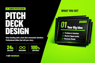 design professional canva investor pitch deck and powerpoint presentation