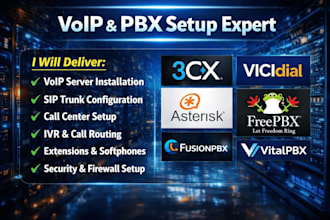 install 3cx vicidial voip asterisk freepbx, fusionpbx vitalpbx