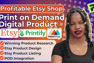 setup profitable etsy shop print on demand digital product, do etsy listing seo