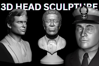 sculpt realistic 3d head bust, face likeness 3d sculpture for 3d printing stl