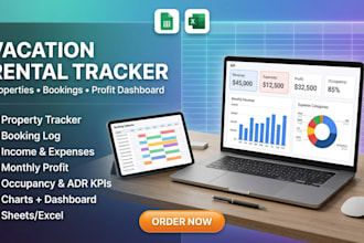 design airbnb vacation rental spreadsheet property tracker and profit dashboard
