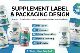 design amazon supplement label, vitamin bottle label and supplement packaging
