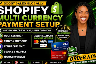 setup shopify multi currency payment, mastercard, credit card, strip checkout