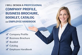 design company profile, brochure, booklet, catalog, and employee handbook