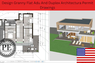 design granny flat, adu and duplex architectural permit drawings for ca, tx, oh