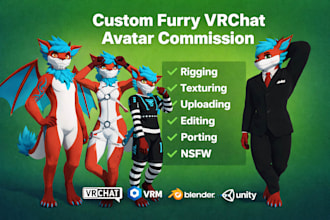 do 3d vtuber model vrchat avatar commission furry nsfw with face tracking
