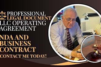 draft llc operating agreement, nda, and business legal contract