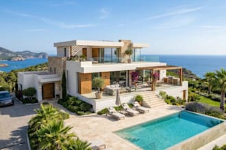 high end residential design, gorgeous modern villa, outdoor lounge,3dsmax render