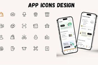 design modern minimalist app icons, flat icon design, app logo, icon for website